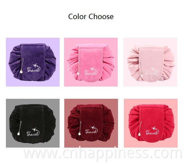 Wholesale microfiber initial travel organizer toiletry bag velvet pouch makeup brush bag with logo custom